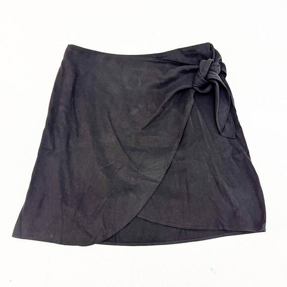 & Other Stories Black Wrap Tie Pencil Straight Skirt Short Size 6 - Picture 1 of 6